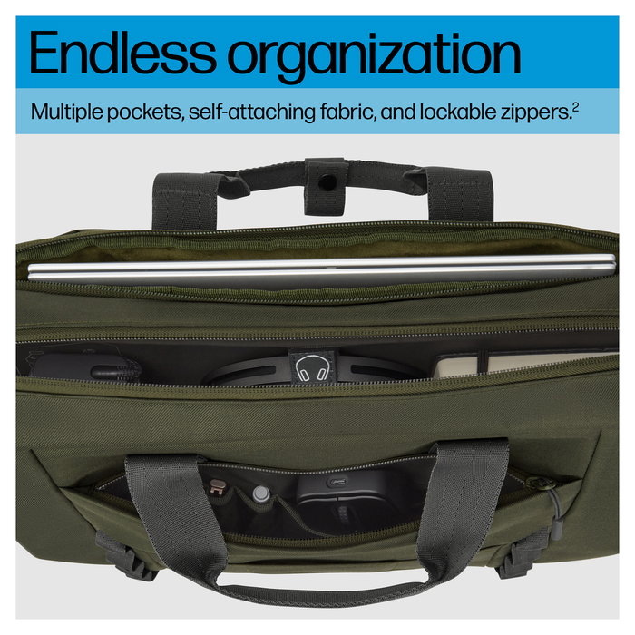 HP Bolsa Modular Bandolera para Portátil 15.6 Pulgadas (39.6 cm), Poliéster, Resistente al Agua, Gris/Verde, Hasta 1.14 kg
