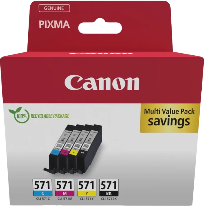 Canon CLI-571 Multipack Original Negro Cian Magenta Amarillo 1374 Páginas (0386C008) Canon CLI-571 Multipack Original Negro Cian Magenta Amarillo 1374 Páginas (0386C008)