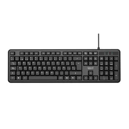 Iggual CK-OFFICE-105T Teclado de Oficina USB, QWERTY Español Completo 105 Teclas, Layout Español, Negro, Plug & Play, Antideslizante, Resistente a Salpicaduras