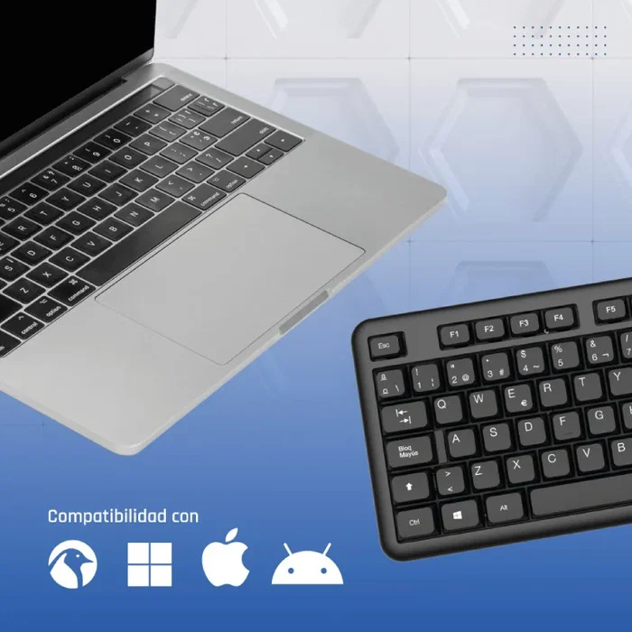 Iggual CK-OFFICE-105T Teclado de Oficina USB, QWERTY Español Completo 105 Teclas, Layout Español, Negro, Plug & Play, Antideslizante, Resistente a Salpicaduras