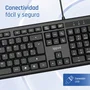 Iggual CK-OFFICE-105T Teclado de Oficina USB, QWERTY Español Completo 105 Teclas, Layout Español, Negro, Plug & Play, Antideslizante, Resistente a Salpicaduras