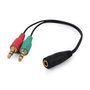 GEMBIRD Cable Audio 3.5mm Jack Hembra a 2 RCA Macho de 0.20 Metros