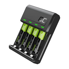 Green Cell GRSETGC02 VitalCharger con 4 Baterías Recargables AAA 800mAh