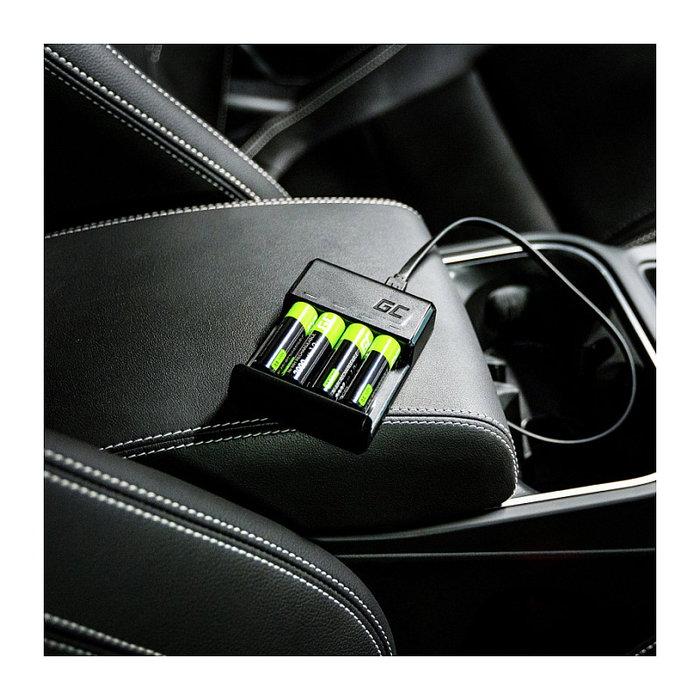Green Cell GRSETGC02 VitalCharger con 4 Baterías Recargables AAA 800mAh