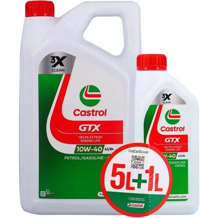 Castrol GTX 10W-40 A3/B4 Aceite de Motor 5L+1L 057026 Castrol GTX 10W-40 A3/B4 Aceite de Motor 5L+1L 057026