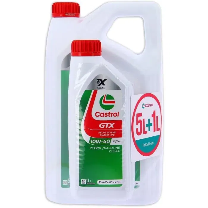 Castrol GTX 10W-40 A3/B4 Aceite de Motor 5L+1L 057026 Castrol GTX 10W-40 A3/B4 Aceite de Motor 5L+1L 057026