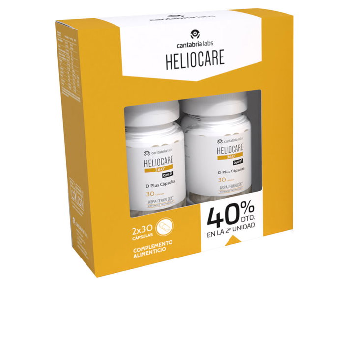 Heliocare HELIOCARE 360° D PLUS Oral Cápsulas con Vitamina D y Fernblock®+ - Pack de 2 x 30 Unidades Heliocare HELIOCARE 360° D PLUS Oral Cápsulas con Vitamina D y Fernblock®+ - Pack de 2 x 30 Unidades