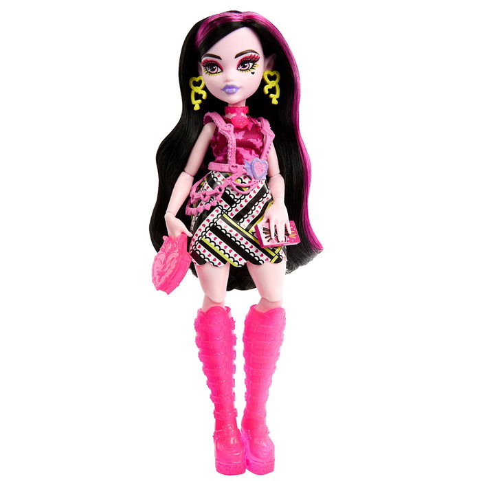 Monster High Skulltimate Secrets Neon Frights Draculaura con Color Reveal y Accesorios Brillantes Hnf78 - Muñeca de Colección +19 Sorpresas