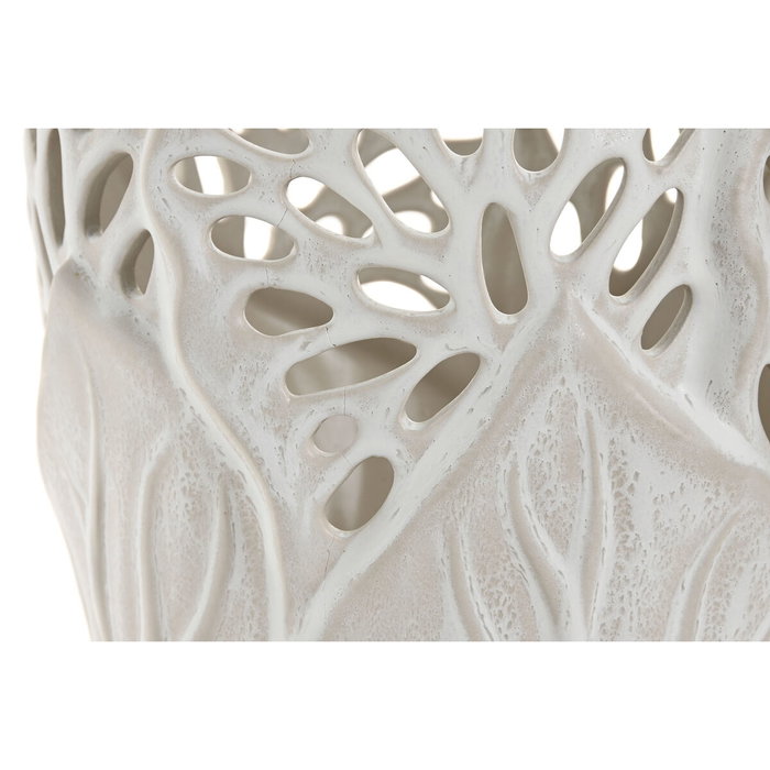 DKD Home Decor Jarrón de Cerámica Hoja Blanco 23x23x36 cm
