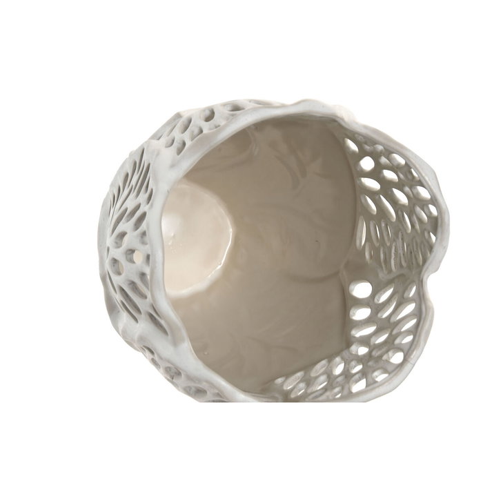 DKD Home Decor Jarrón de Cerámica Hoja Blanco 23x23x36 cm