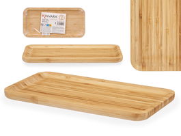 Kinvara Tabla Bambú Rectangular Aperitivo 30x15 cm Marrón (Set de 12)
