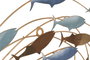 DKD Home Decor Decoración de Pared Metal Peces Azul y Dorado 60x5x71