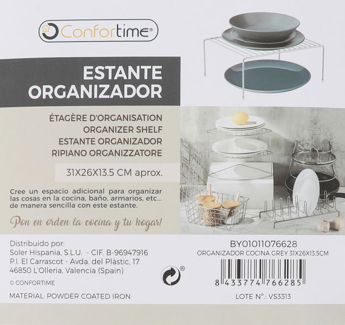 Confortime Organizador Cocina Grey 31.4 x 26.1 x 13.1 cm (12 Unidades)