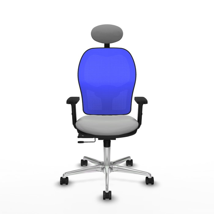 PIQUERAS Y CRESPO Silla de oficina Jorquera con mecanismo Sincro/Traslack, Gris claro y Azul