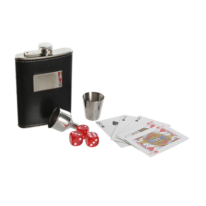 DKD Home Decor Juego de Ajedrez y Póker de MDF Marrón Set de 7 Piezas Colección Caballero