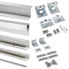 Emuca Kit de herrajes Neco para armario de 2 puertas correderas, espesor 16mm, Gris metalizado
