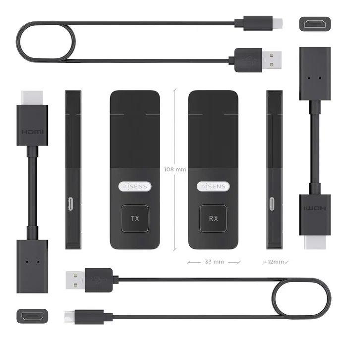 Aisens Extensor de Audio/Vídeo Inalámbrico HDMI 1080P 30m Negro