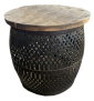 DKD Home Decor Mesita Auxiliar de Hierro y Mango Natural