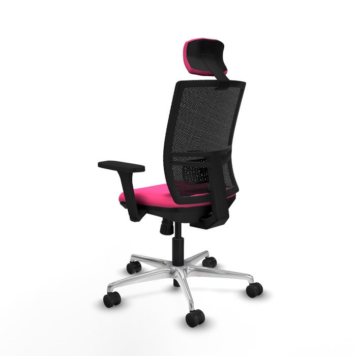 PIQUERAS Y CRESPO Silla de oficina Yunquera Rosa y Negro con mecanismo Sincro