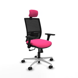 PIQUERAS Y CRESPO Silla de oficina Yunquera Rosa y Negro con mecanismo Sincro