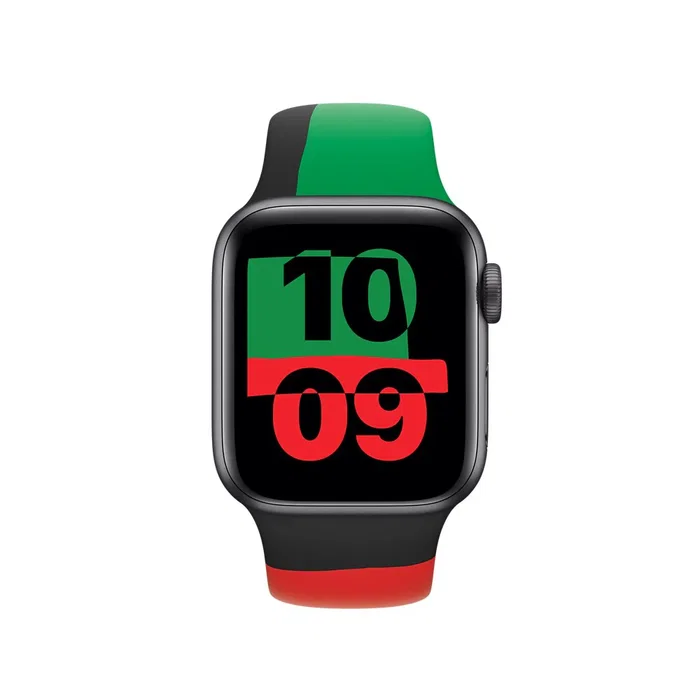 Apple MUQ63ZM/A Correa para Apple Watch 40 mm Deportiva Unity - Banda Fluoroelastómero Negro, Verde, Rojo Panafricana Tamaño M/L