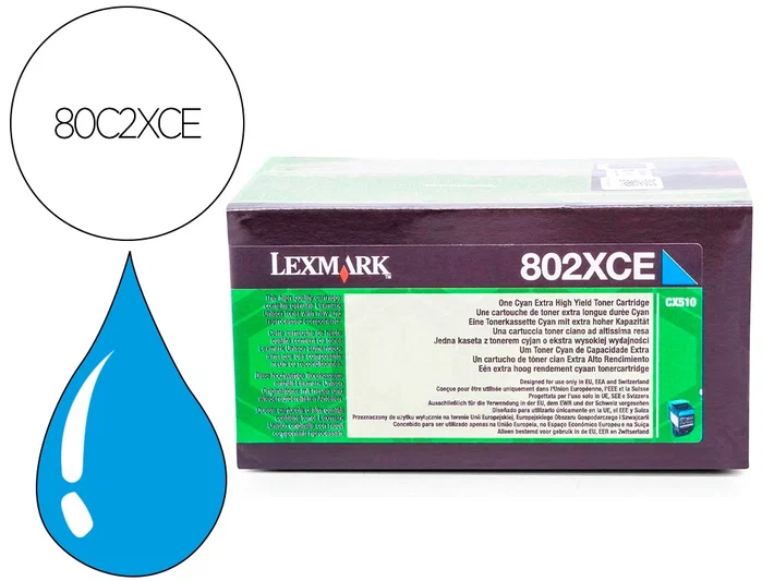 Lexmark 80C2XCE Cartucho de Tóner Cian Extra Alto Rendimiento Lexmark 80C2XCE Cartucho de Tóner Cian Extra Alto Rendimiento