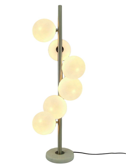DKD Home Decor Lámpara de Pie de Mármol y Cristal con Diseño de Bola