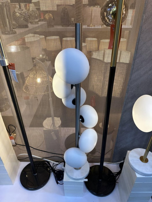 DKD Home Decor Lámpara de Pie de Mármol y Cristal con Diseño de Bola