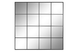 DKD Home Decor Espejo Ventana Negro de Hierro y Cristal 122x122 cm