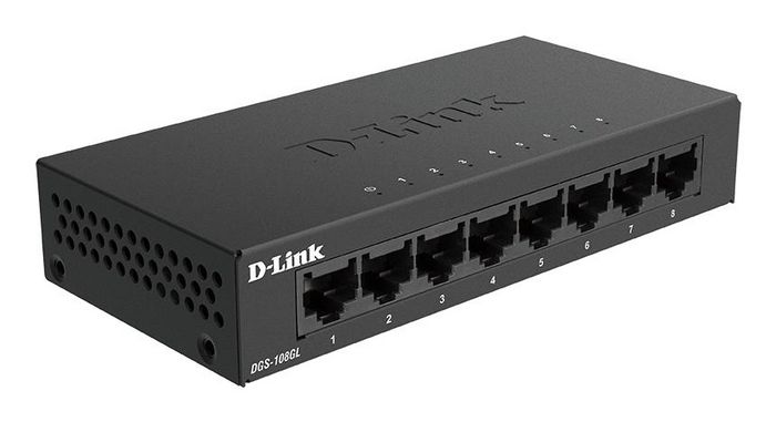 D-Link DGS-108GL Switch Gigabit Ethernet 8 x 1000BASE-T, 10 Gbps, 4K MAC, 140 x 67 x 26 mm, sin IGMP