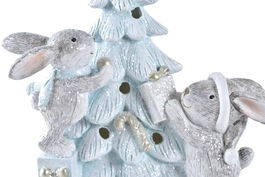 DKD Home Decor Figura Navidad Resina LED Verde Marron Gris Blanco Arbol 8 x 16 x 13.5 cm (2 Unidades)