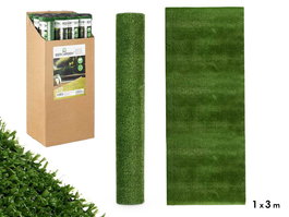 Ibergarden Moqueta de Jardín en Rollo, 7 mm de Grosor, 1 x 3 m, Plástico, Color Verde (Set de 12)