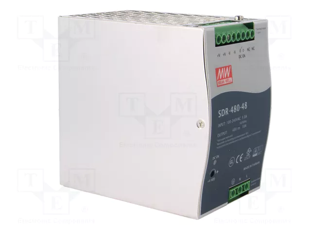 MEAN WELL SDR-480-48 Fuente de alimentación de 48V y 480W para carril DIN MEAN WELL SDR-480-48 Fuente de alimentación de 48V y 480W para carril DIN