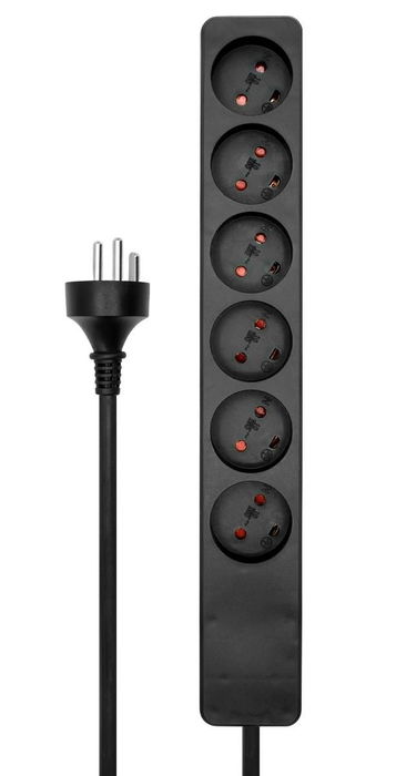 MicroConnect Regleta MC-GRU0602DKB Danesa 6 Tomas Negra con Cable 2m MicroConnect Regleta MC-GRU0602DKB Danesa 6 Tomas Negra con Cable 2m