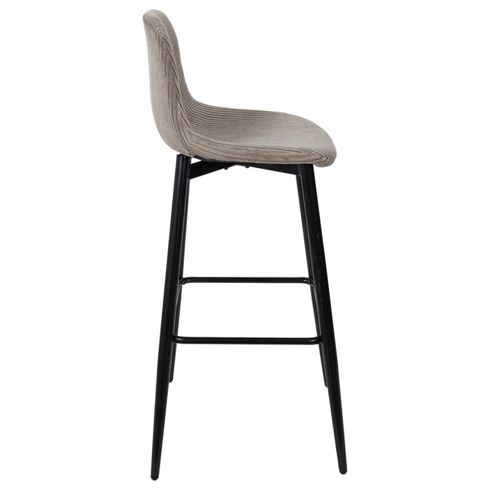 Home Deco Factory Taburete Bar Scott Cocooning Madera Hierro Poliéster Acanalado Tapizado 70.5 cm Altura Asiento 100.5 cm Alto