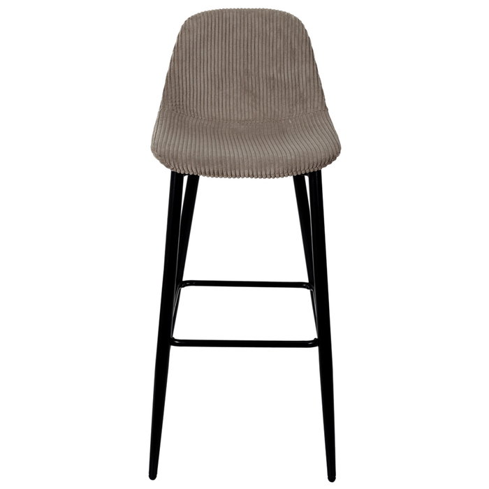 Home Deco Factory Taburete Bar Scott Cocooning Madera Hierro Poliéster Acanalado Tapizado 70.5 cm Altura Asiento 100.5 cm Alto