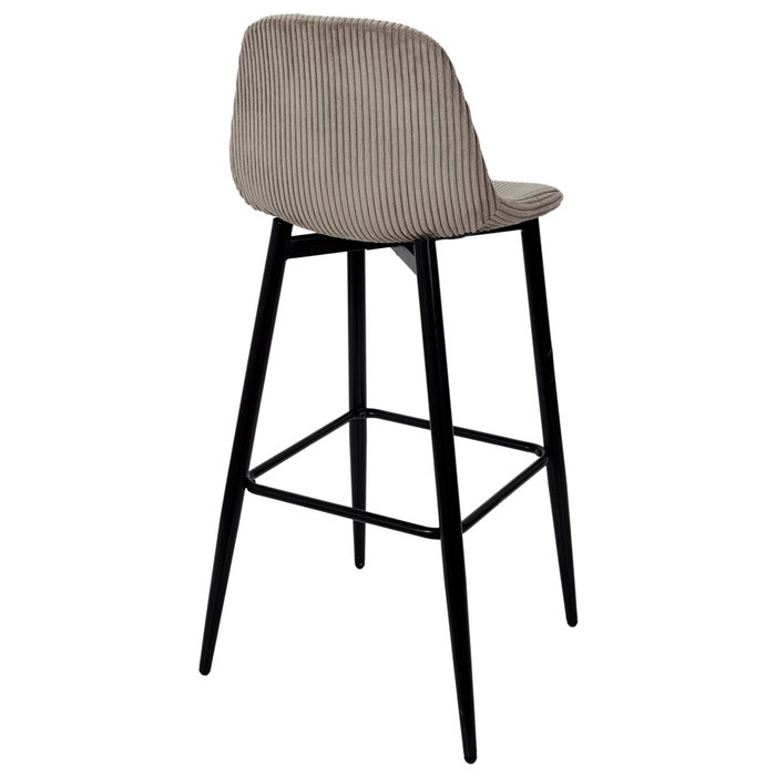 Home Deco Factory Taburete Bar Scott Cocooning Madera Hierro Poliéster Acanalado Tapizado 70.5 cm Altura Asiento 100.5 cm Alto