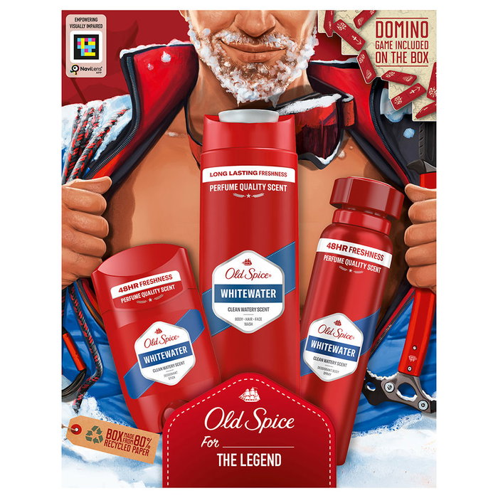 Old Spice Whitewater Kit de Regalo 3 pz - Desodorante Stick 50 ml + Vaporizador 150 ml + Gel-Champú 250 ml para Hombre