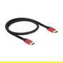 DeLOCK Cable HDMI Ultra Alta Velocidad 48 Gbps 8K 60Hz HDR, 0.5 metros, Rojo y Negro, Certificado HDMI 2.1, ARC, Dolby Vision, para Consolas, PC, TV