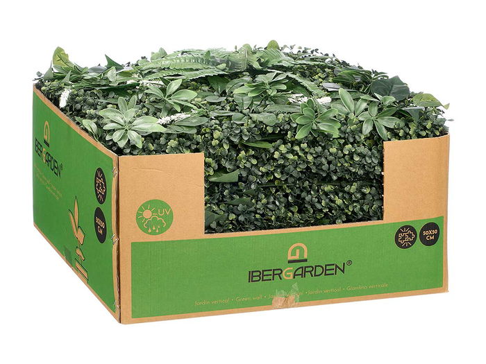 Ibergarden Jardin Vertical Hoja Helecho 50x50 cm Verde y Blanco (Set de 10)