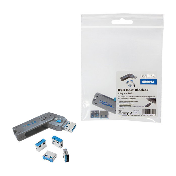 LogiLink Port Blocker USB-A, 1 Llave + 4 Bloqueos LogiLink Port Blocker USB-A, 1 Llave + 4 Bloqueos