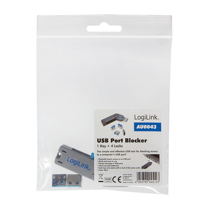 LogiLink Port Blocker USB-A, 1 Llave + 4 Bloqueos LogiLink Port Blocker USB-A, 1 Llave + 4 Bloqueos