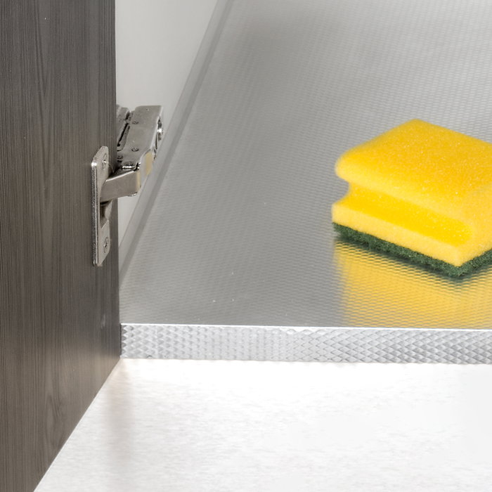 Emuca Protector de fondo para muebles de cocina, tablero 16mm, módulo 1.000mm, 968x580mm, Plástico y Aluminio, Aluminio natural