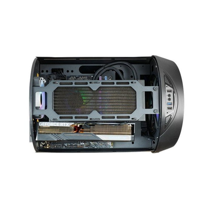 Mars gaming Caja MCCYLON MicroATX Negra con Diseño Cilíndrico Futurista y Ventana Panorámica para Gaming