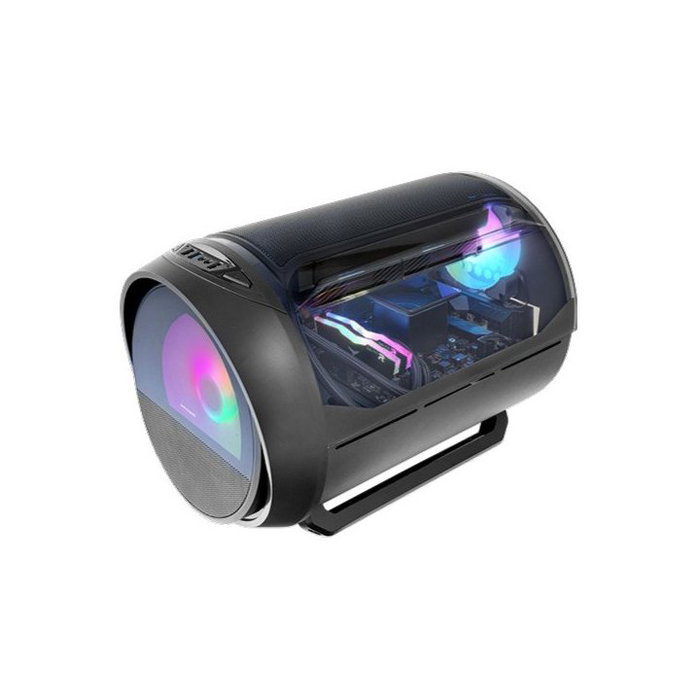 Mars gaming Caja MCCYLON MicroATX Negra con Diseño Cilíndrico Futurista y Ventana Panorámica para Gaming