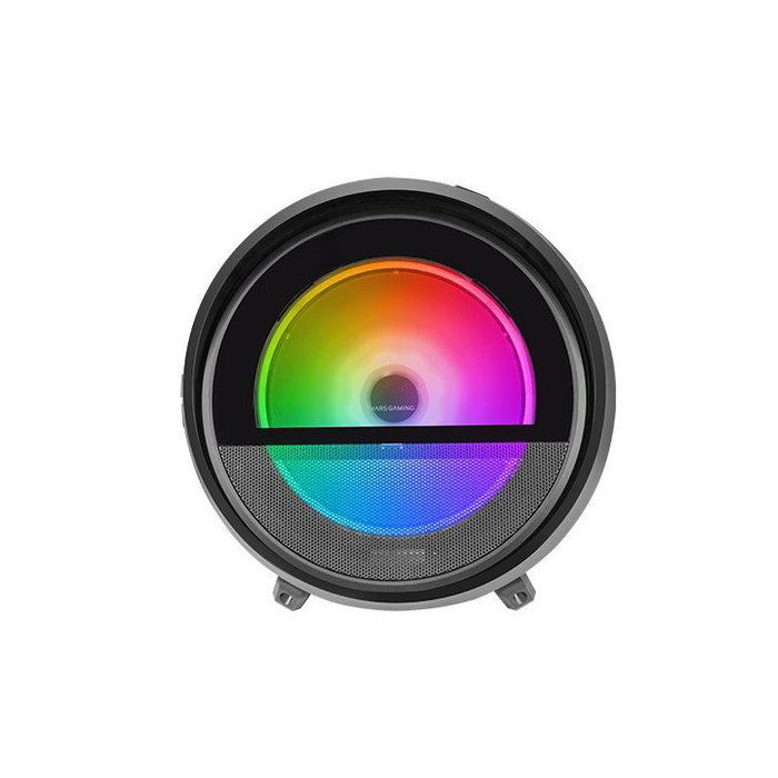 Mars gaming Caja MCCYLON MicroATX Negra con Diseño Cilíndrico Futurista y Ventana Panorámica para Gaming