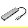 Digitus Hub USB-C 4 Puertos 3.1 (2x USB-A, 2x USB-C) Gris Aluminio 10000 Mbit/s Cable Integrado