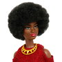 Barbie HRH18 Muñeca Fashionista 65 Aniversario Piel Negra Vestido Rojo con Hombros Abiertos, Tacones y Collar +3 años