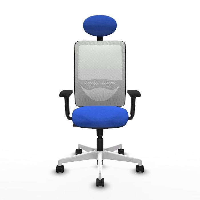 PIQUERAS Y CRESPO Silla de oficina Zulema con mecanismo Sincro, Azul y Blanco