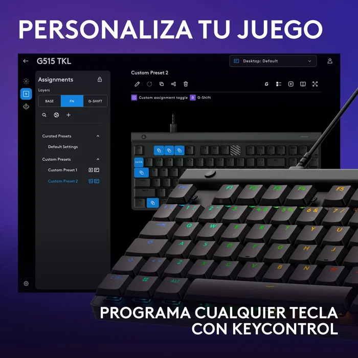 Logitech G515 TKL Teclado Gaming Mecánico Tenkeyless Negro USB con Switches GL Táctiles, Retroiluminación RGB LIGHTSYNC, Teclas PBT y Cable USB-C (Layout Español QWERTY) Logitech G515 TKL Teclado Gaming Mecánico Tenkeyless Negro USB con Switches GL Táctiles, Retroiluminación RGB LIGHTSYNC, Teclas PBT y Cable USB-C (Layout Español QWERTY)
